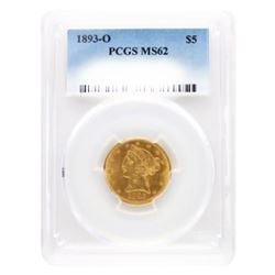 1893 O MS 63 ICG $5 Gold Liberty