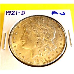 1921 D AU Grade Morgan Dollar
