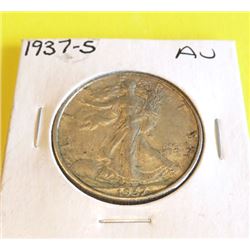 1937 S AU Grade Walking Liberty Half Dollar