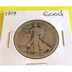 1919 Good Walking Liberty Half Dollar