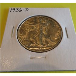 1936 D BU Walking Liberty Half Dollar