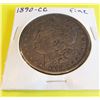 Image 1 : 1890 CC Fine Grade Morgan Silver Dollar