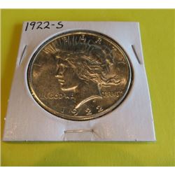 1922 S BU Grade Peace Silver Dollar