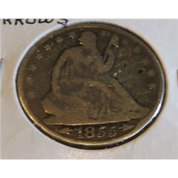 1855 O w/ Arrows Seated Liberty Half Dollar