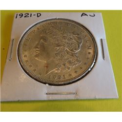 1921 D AU Grade Morgan Silver Dollar