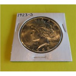 1923 S BU Grade peace Silver Dollar