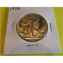 1938 BU Grade Walking Liberty Half Dollar