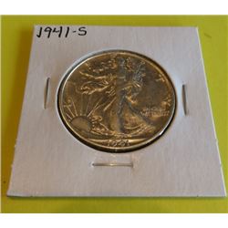 1941 S BU Grade Walking Liberty Half Dollar