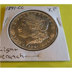 1891 CC L-Scratch XF Grade Morgan Dollar