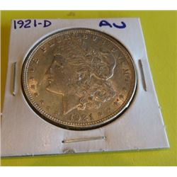 1921 D AU Grade Morgan Silver Dollar