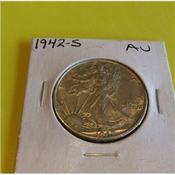 1942 S AU Grade Walking Liberty Half Dollar
