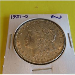 1921 D AU Grade Morgan Silver dollar