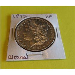KEY DATE 1893 P XF Details Cleaned Morgan Dollar