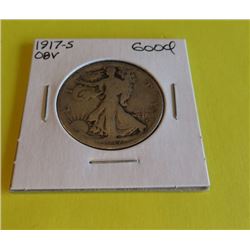 1917 S Good Grade Walking Liberty Half Dollar