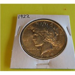 1922 AU Grade Peace Silver Dollar