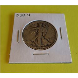 1938 D Better Date Wlaking Liberty Half Dollar