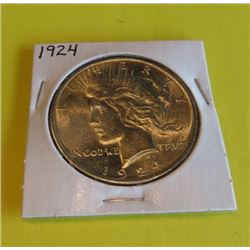 1924 P BU Peace Silver Dollar