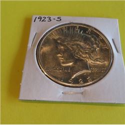 1923 S AU/BU Grade Peace Silver Dollar