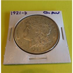 1921 D AU Grade Morgan Silver Dollar