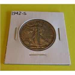 1942  S Walking Liberty Better Date Half Dollar