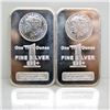 Image 1 : 2 pcs. Morgan Design Silver Bars - 1 oz.