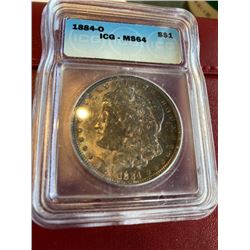 1884 O Toned Obverse MS 64 ICG Morgan Dollar