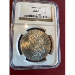 1884 o MS 62 NGC Morgan Dollar