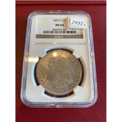 1889 O KEY DATE MS 64 NGC Morgan Dollar