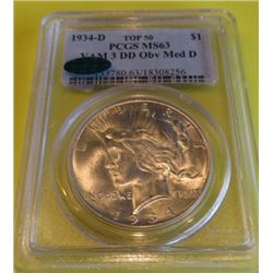 RARE 1934 D MS 63 PCGS VAM3 CAC