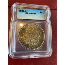 1884 O ms 64 ICG TONED Morgan Dollar