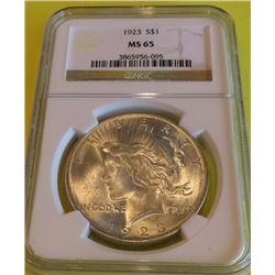 1923 MS 65 NGC Peace Silver Dollar