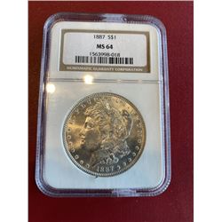 1887 MS 64 NGC Morgan Silver Dollar