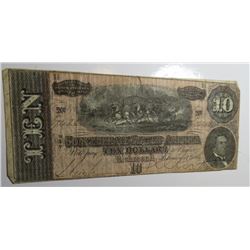 1864 $10 Confederate Currency RARE!
