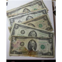 11 pcs. 1976 $2 Green Seal Bills