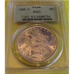 1885 o MS 63 PCGS Old Green Holder Morgan