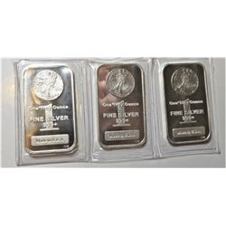 3 pcs. Walking Liberty Design 1 oz. Silver Bars