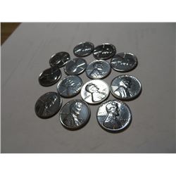 13 pcs. 1943 S AU/BU Steel Wheat Cents