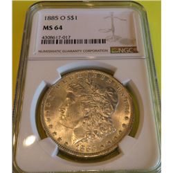 1885 o MS 64 NGC Morgan Silver Dollar