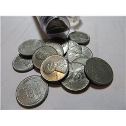 50 pcs. 1943 S Steel Wheat Cents in Roll
