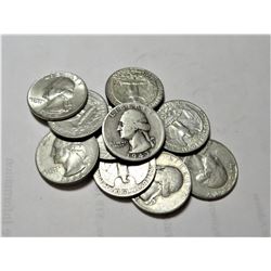 10 pc. Lot of 90% Silver Washington Quarters