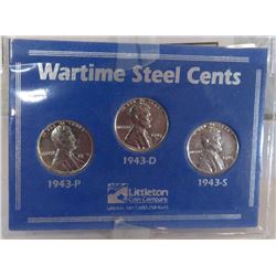 P-D-S Steel Wheat Cent Set in Littleton Holder