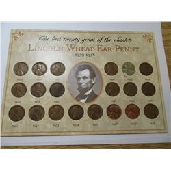 1939-58 Lincoln Cent Set in Cardboard Display