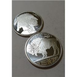 2 pcs. Buffalo Design Silver Rounds -.999 pure