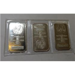 (3) 1 oz. Silver Waking Liberty Design Bars