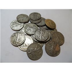 20 pcs. Walking Liberty Half Dollars 90% Silver