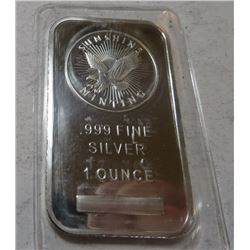 1 oz Sunshine Silver Bar - .999 pure