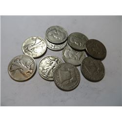10 pcs Franklin / Walking Liberty Half Dollars