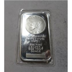 1 oz Silver  Sunshine Bar - .999 Pure