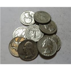 10 pcs Washington Quarters 90% Silver