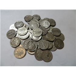 50 pcs. Mercury / Roosevelt Dimes 90% Silver
